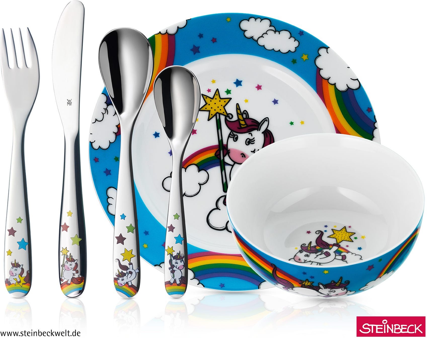 Kindergeschirr-Set Einhorn, 6-teilig