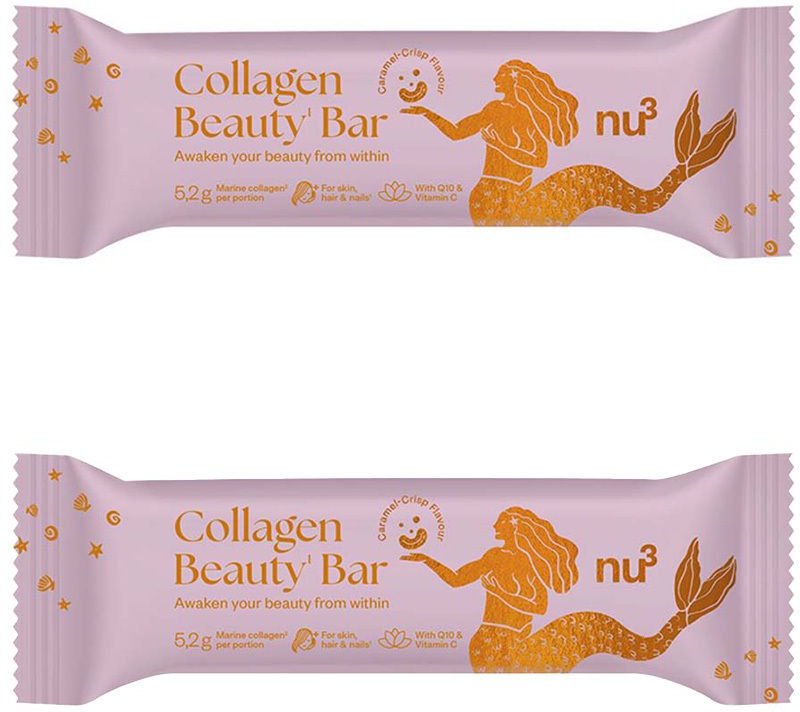 nu3 Collagen Beauty Bar Caramel-Crisp flavour x 2 2x40 g Riegel