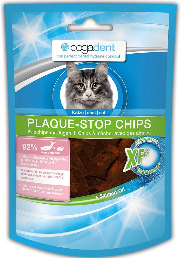 Bogadent Plaque-Stop Chips Fish f.Katzen 50 g Beutel