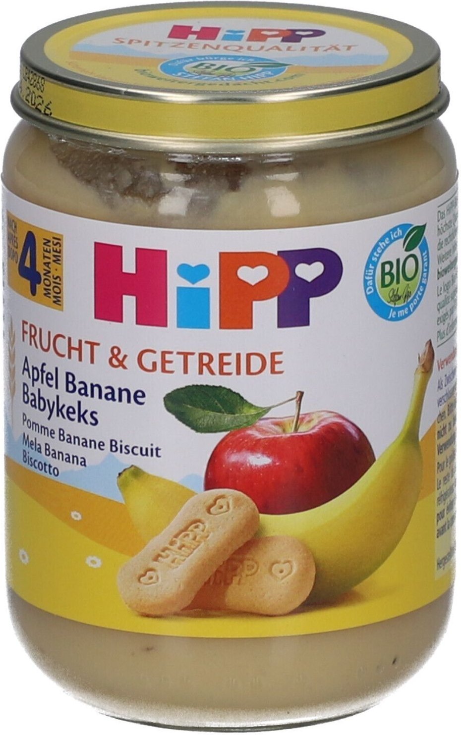 HiPP Frucht & Getreide Apfel Banane Babykeks, ab dem 4. Monat x4 4x190 g