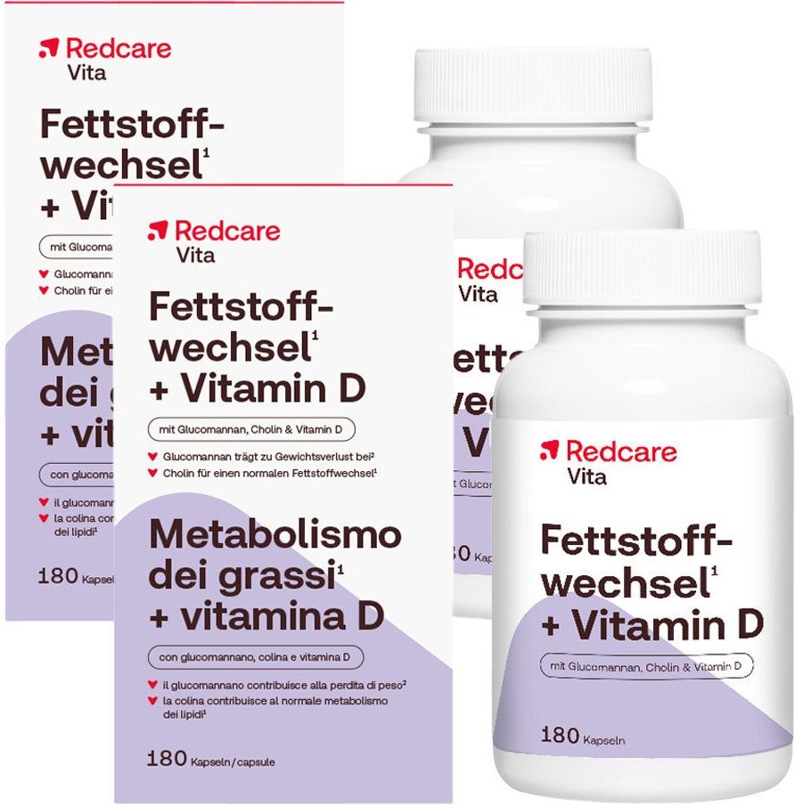 Redcare Fettstoffwechsel + Vitamin D Doppelpack 2x180 St Kapseln