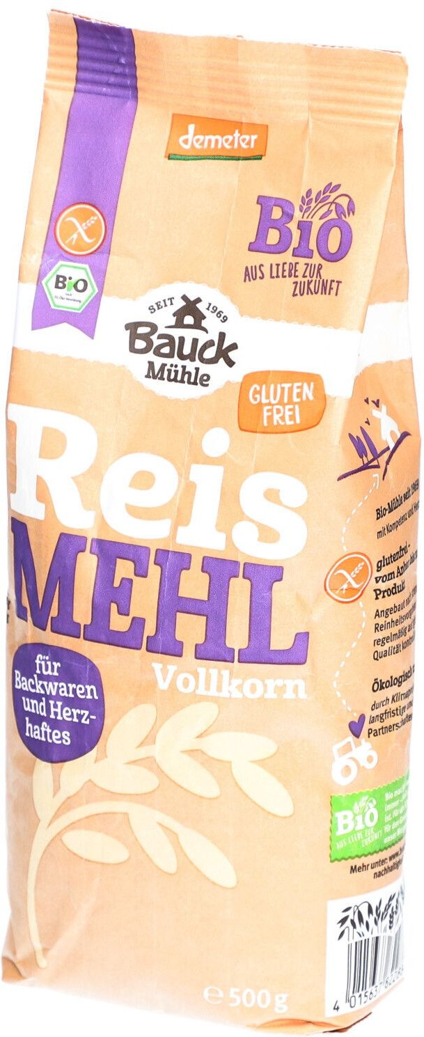 Bauck Reismehl Vollkorn Bio 500 g Pulver