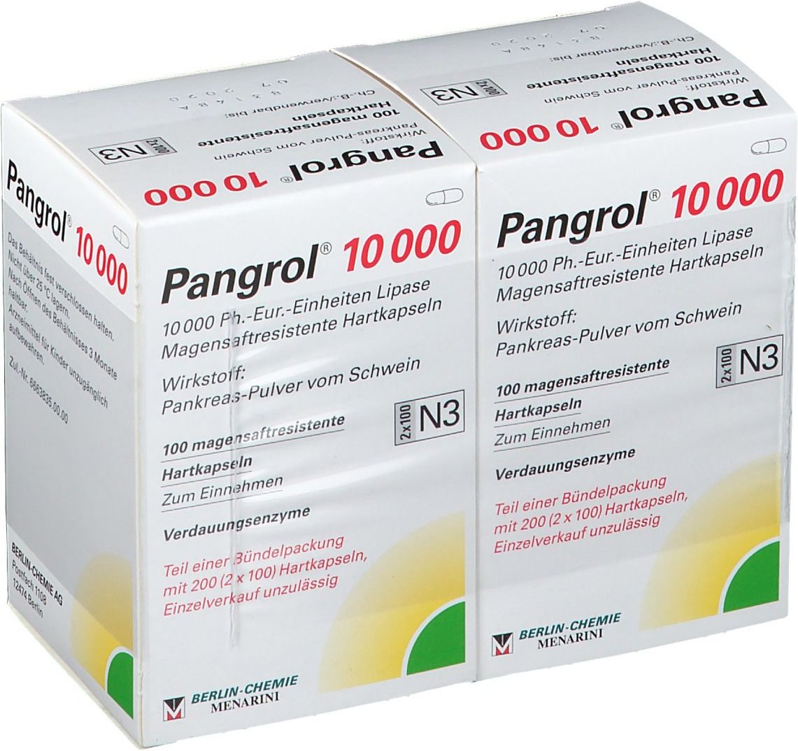 Pangrol 10.000 Hartkps.m.magensaftr.überz.Pell. 200 St Hartkapseln mit magensaftresistent überz. Pellets