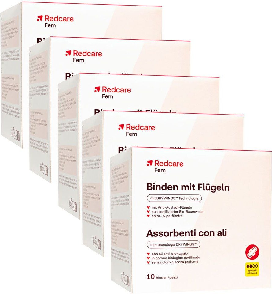 Redcare Binden mit Flügeln Tag Fünferpack 5x10 St