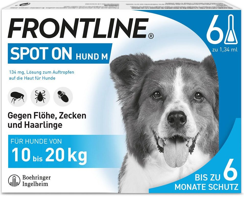 Frontline Spot on H 20 Lösung f.Hunde 6 St Einzeldosispipetten
