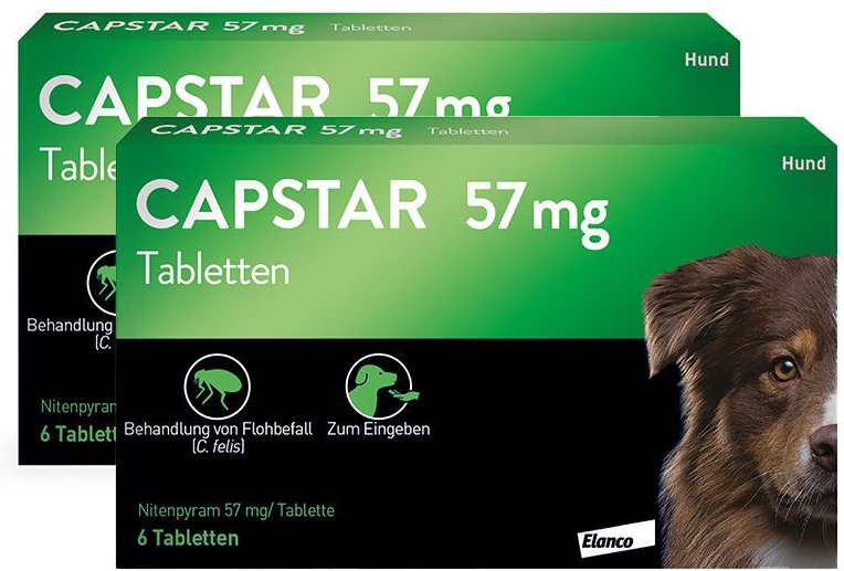 2x Capstar 57 mg gegen Flohbefall bei großen Hunden 2x6 St Tabletten