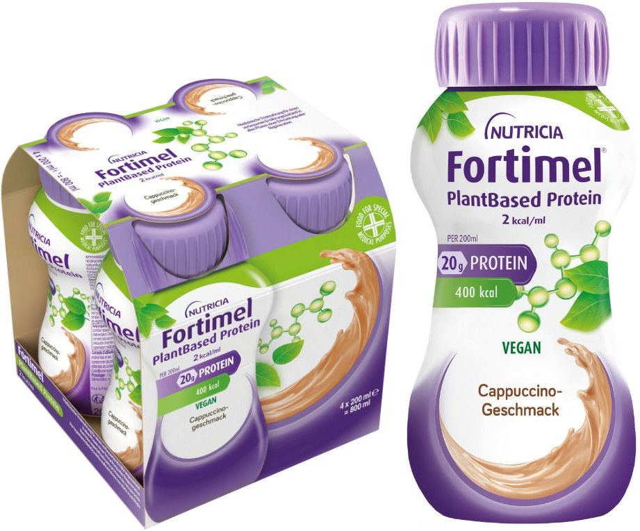 Fortimel PlantBased Protein 2 kcal Cappuccino 4x200 ml Flüssigkeit