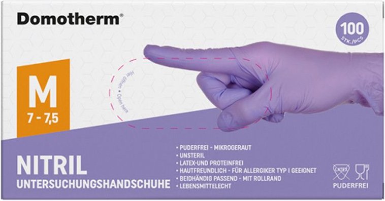 Thumbnail - Domotherm Unt.Handschuhe Nitril unste.pf M lila 100 St Handschuhe