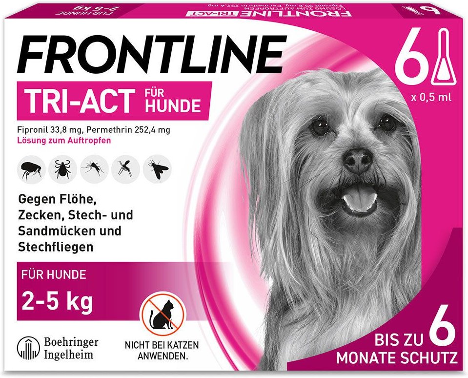 Frontline Tri-Act Lsg.z.Auftropfen f.Hunde 2-5 kg 6 St Einzeldosispipetten