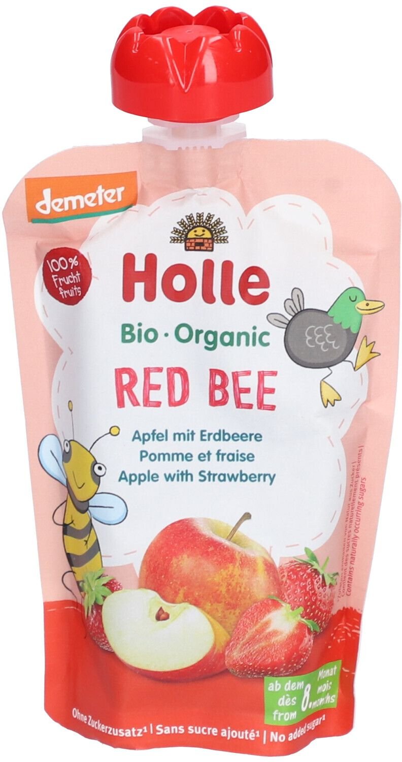 Holle Red Bee Pouchy Apfel Erdbeere 100 g Bio Futter