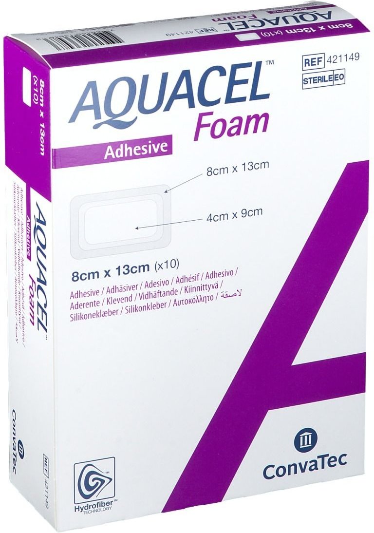 Aquacel Foam adhäsiv 8x13 cm Verband 10 St