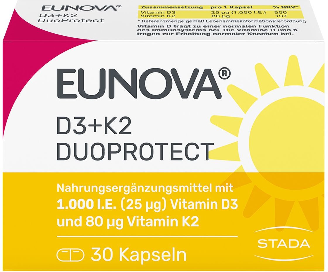 Eunova Duoprotect D3 + K2 1000 I.E. / 80 µg Kapseln