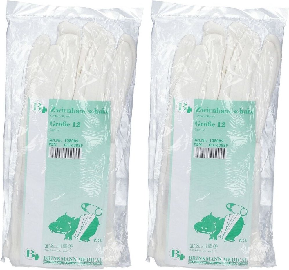 Handsch Zwirn BW WEI Gr12 x2 2x2 St Handschuhe