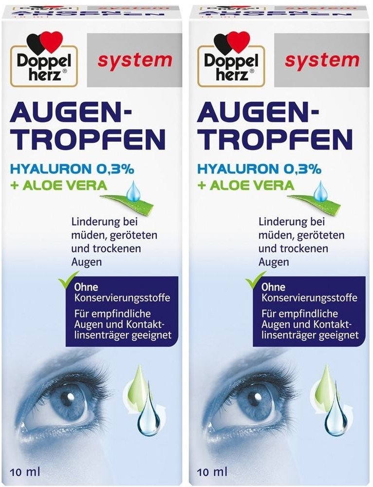 Doppelherz Augen-Tropfen Hyaluron 0,3% system 2x 2x10 ml Flüssigkeit