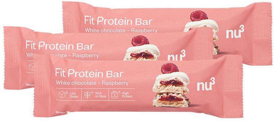 3 x nu3 Fit Protein Bar, White Chocolate Raspberry 3x55 g Riegel
