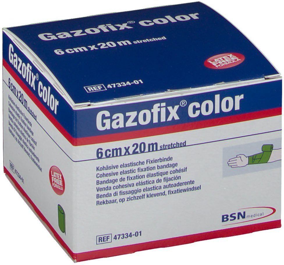 Gazofix color Fixierbinde kohäsiv 6 cmx20 m grün 1 St Binden
