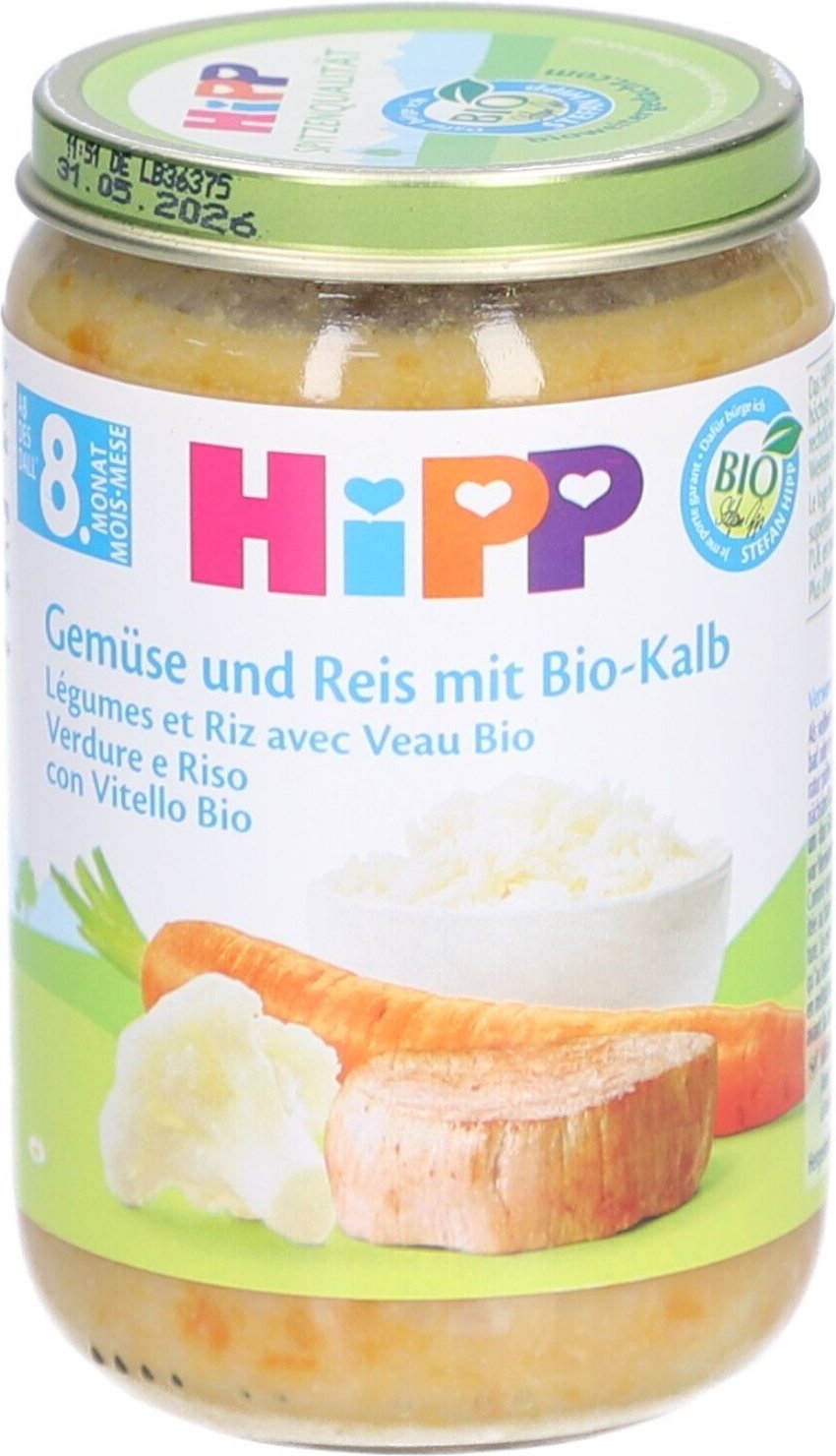 HiPP Gemüse und Reis mit Bio-Kalbfleisch ab 8 Monaten x4 4x220 g