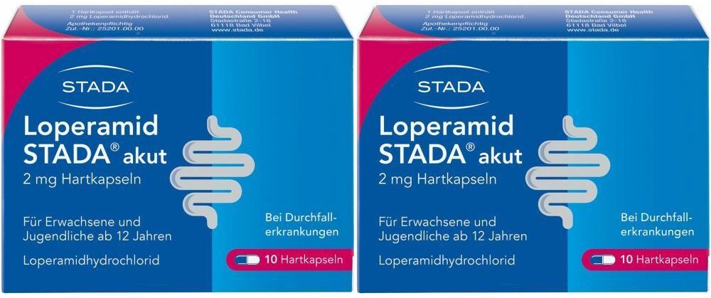 Loperamid Stada akut 2 mg Hartkapseln Doppelpack 2x10 St