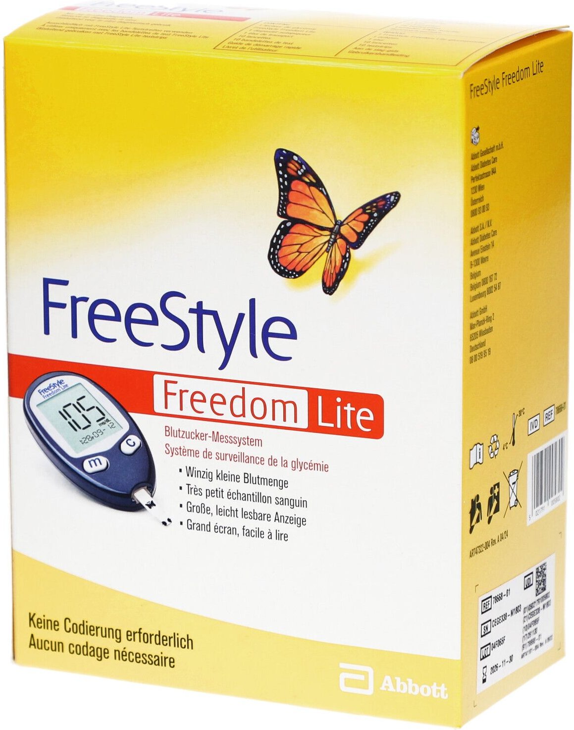 Freestyle Freedom Lite Set mg/dl ohne Codieren 1 St Gerät
