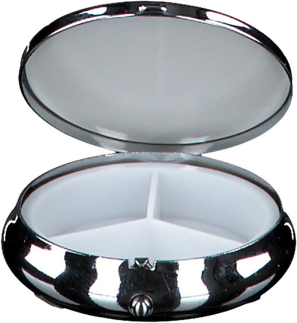 Pillendose rund Hologram 3 Fächer sortiert