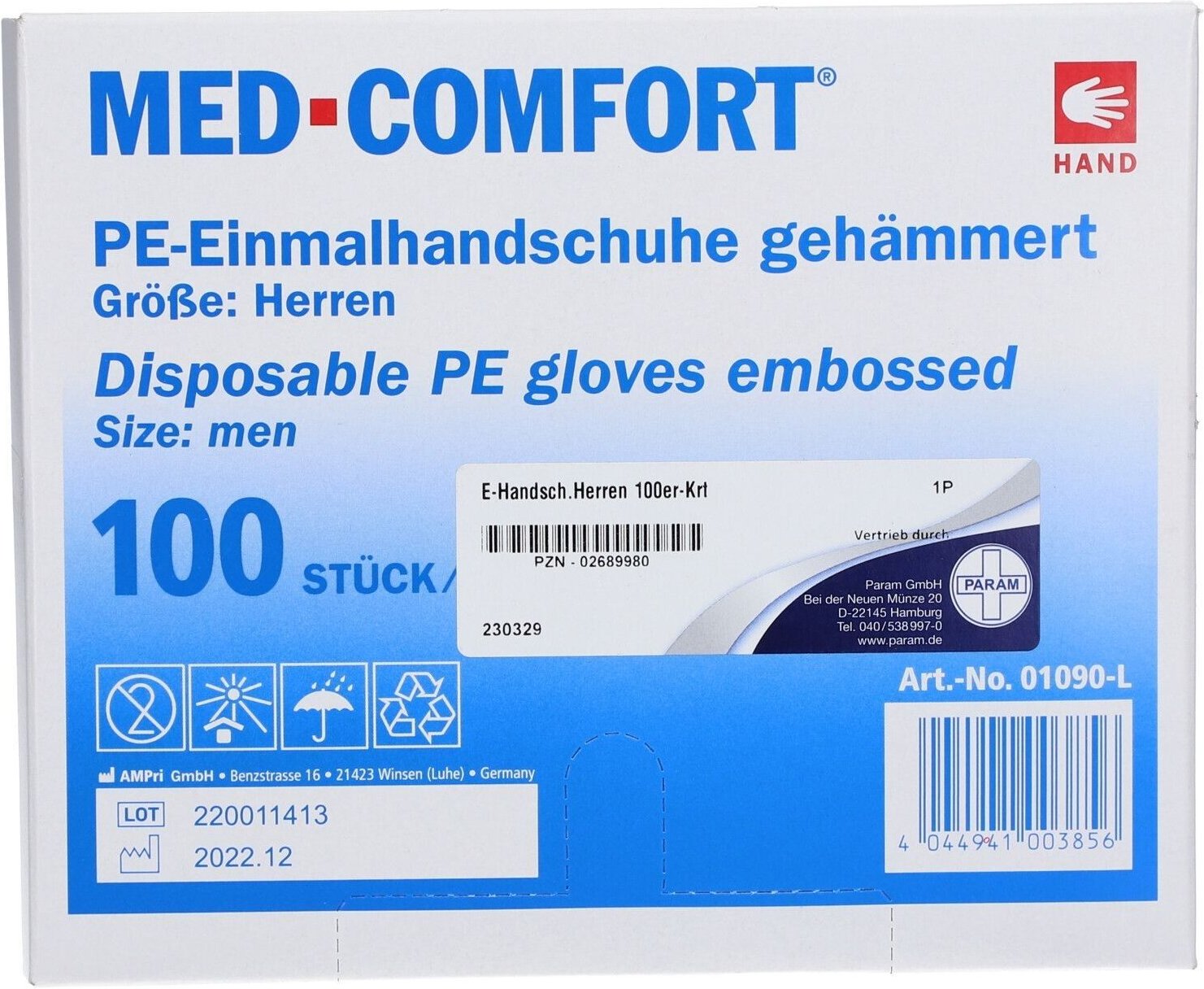 Handschuhe Plastik Herren x5 5x100 St