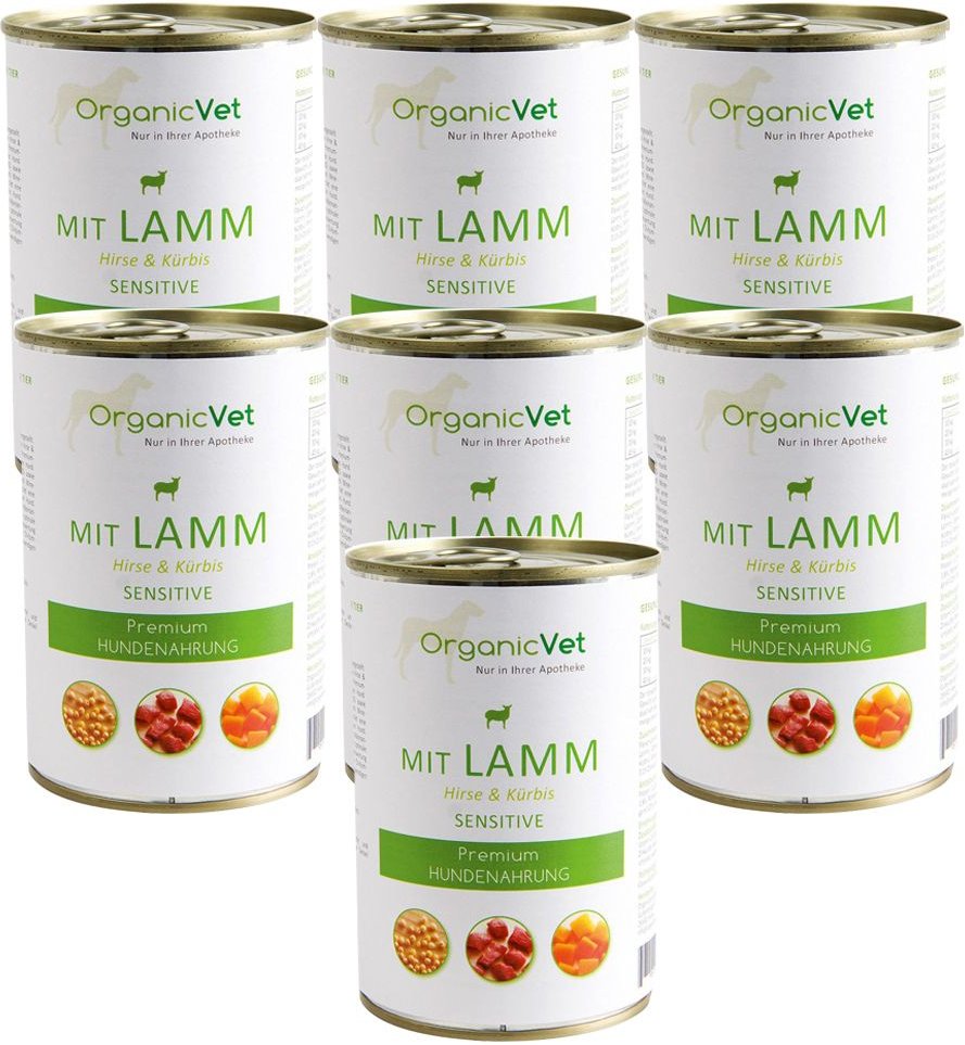 Thumbnail - OrganicVet Hund Sensitive Lamm, Hirse mit Kürbis 7-er Set 7x400 g Futter