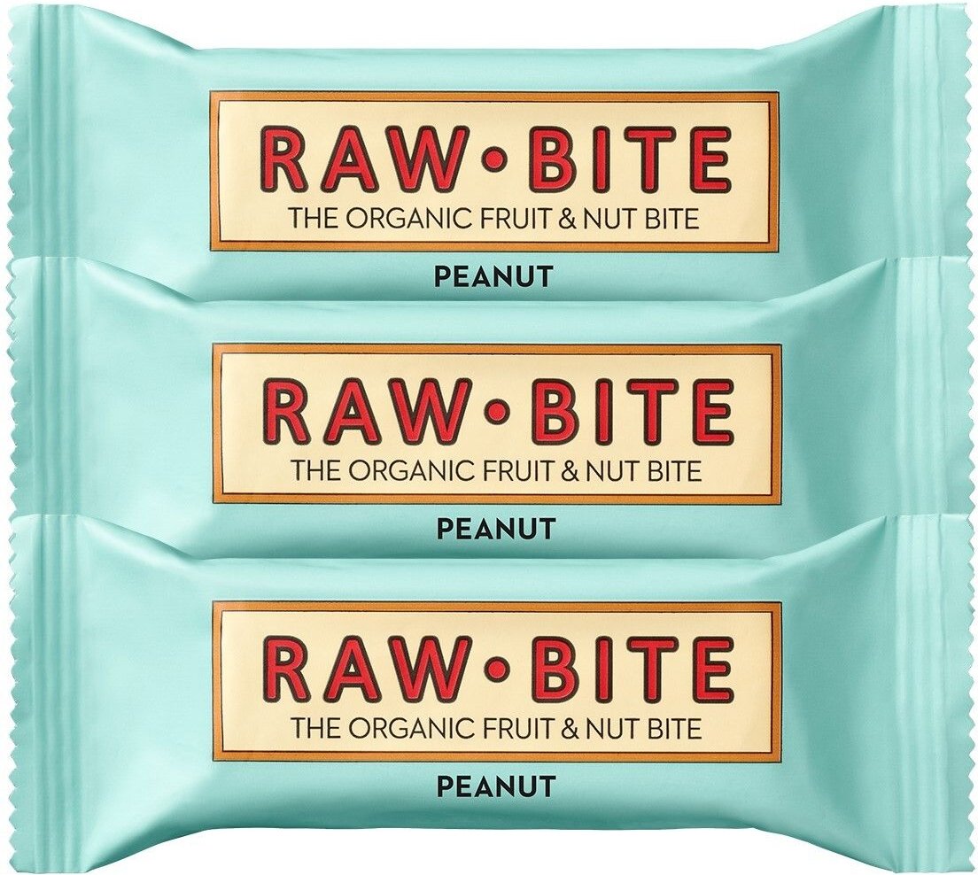 Rawbite Bio Riegel, Erdnuss 3x50 g Riegel