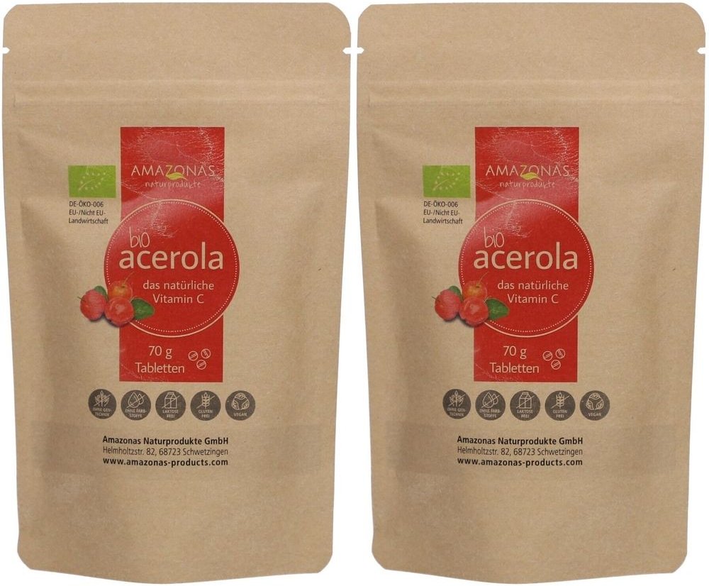 Acerola 100% Bio natürliches Vit.C Lutschtabletten 2x 2x70 g