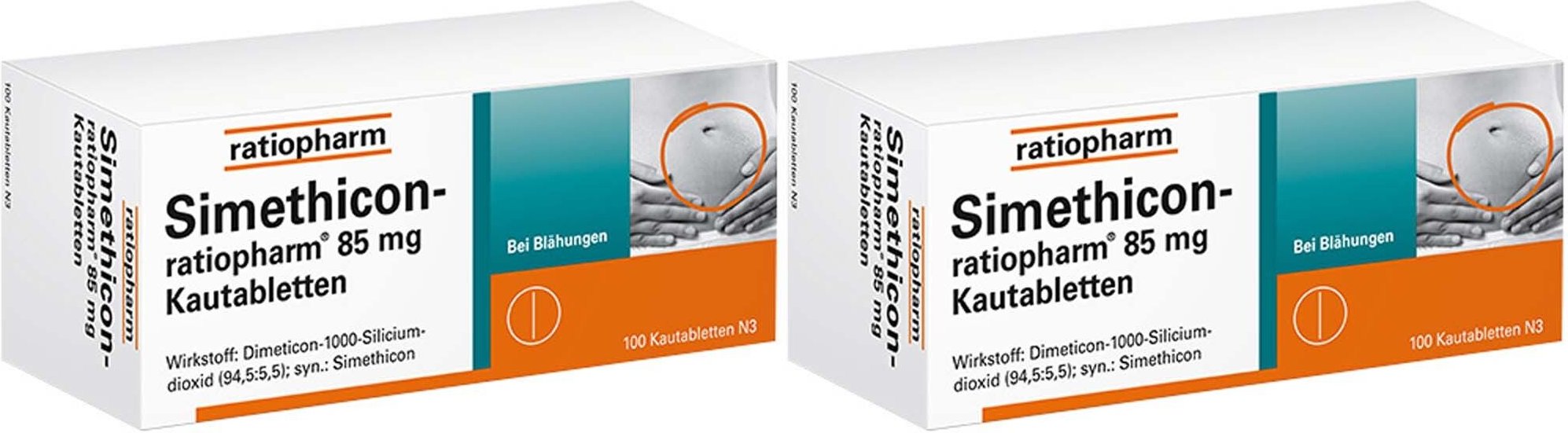 SIMETHICON-ratiopharm 85 mg Kautabletten 2x 2x100 St