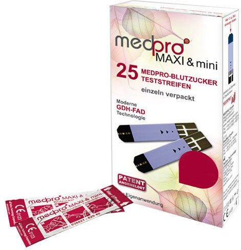 Medpro Maxi & mini Blutzucker-Teststreifen 2x25 St Teststreifen