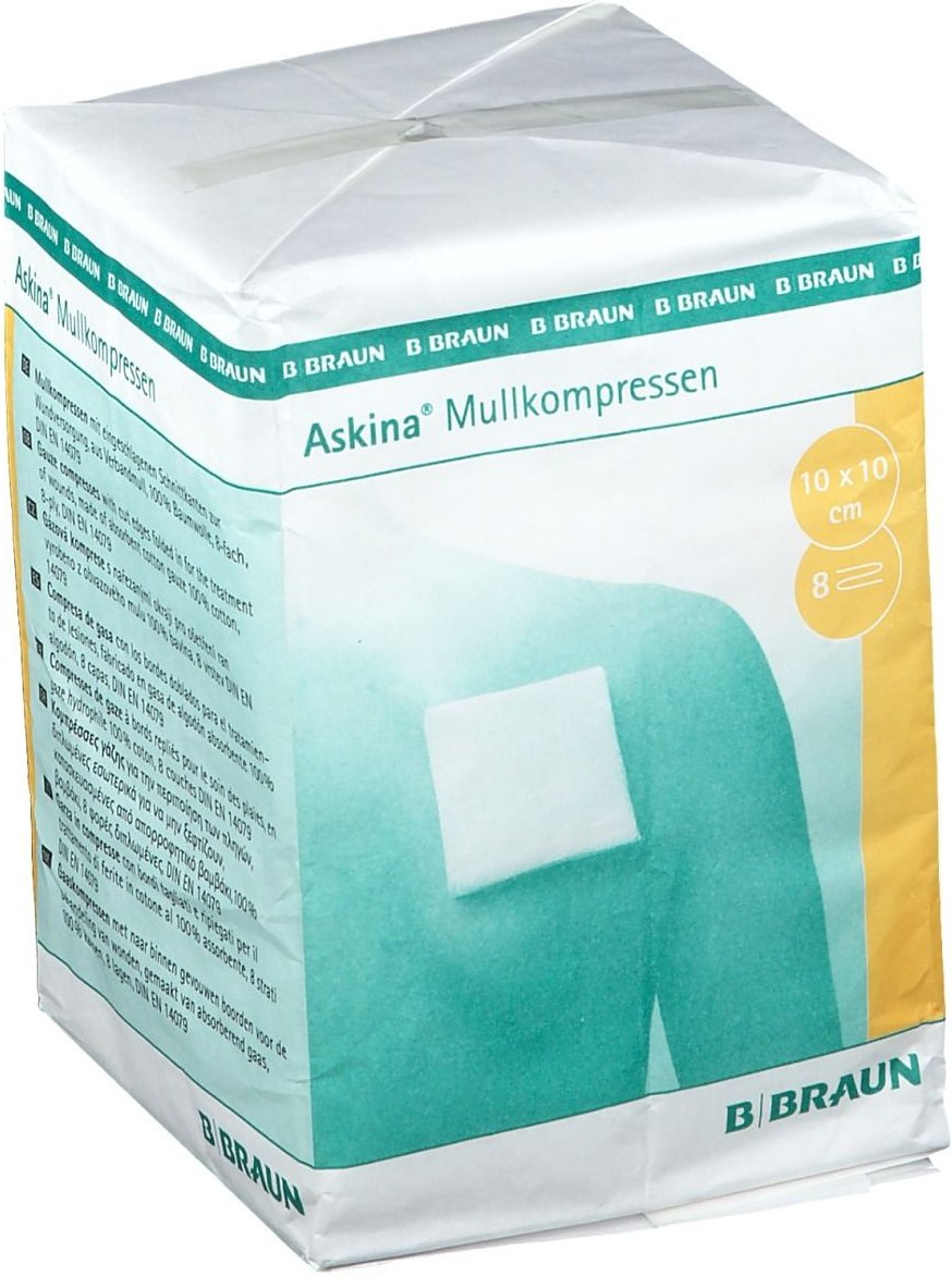 Askina Mullkompressen 10x10 cm unsteril 8fach 100 St Kompressen