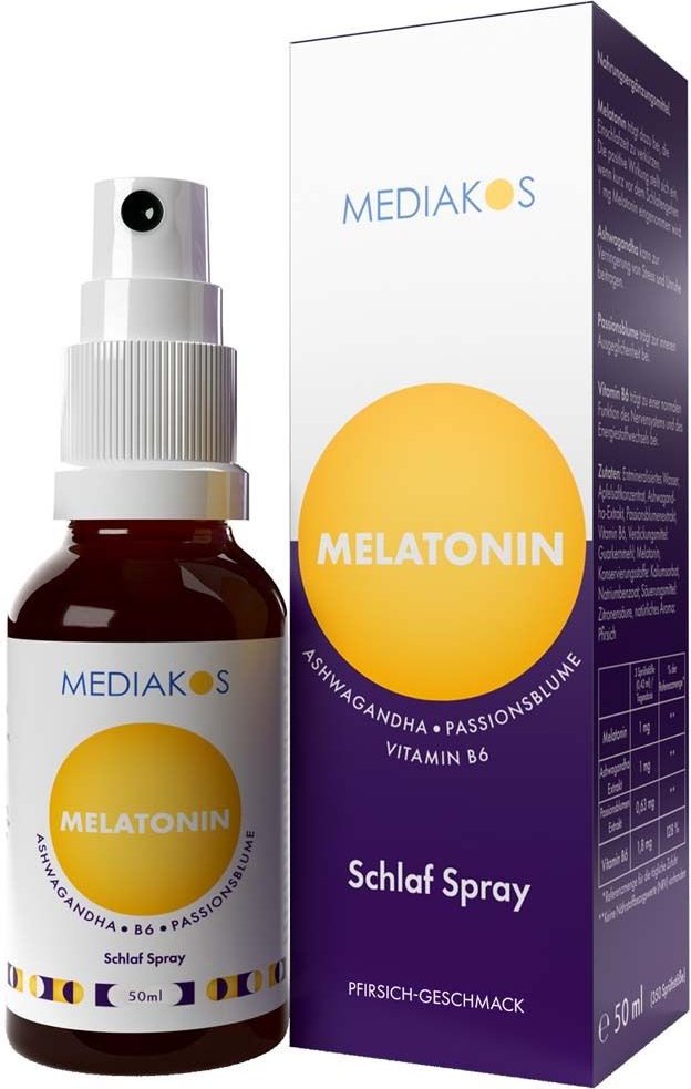 Melatonin Ashwagandha Mediakos Schlaf Spray vegan 50 ml
