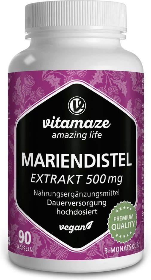 Mariendistel 500 mg Extrakt hochdosiert vegan Kapseln