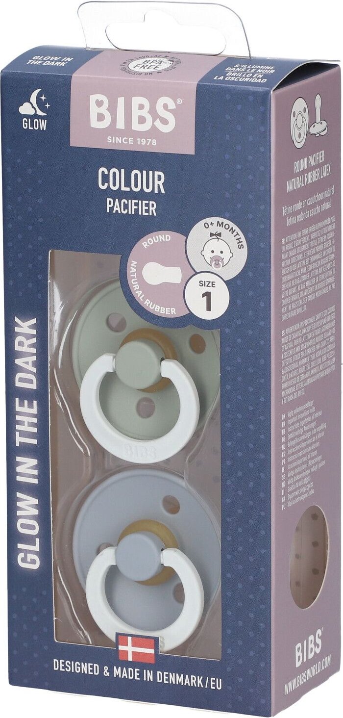 Bibs Fopspeen Glow in the Dark Sage - Cloud 0-6 Maanden 2 St Schnuller