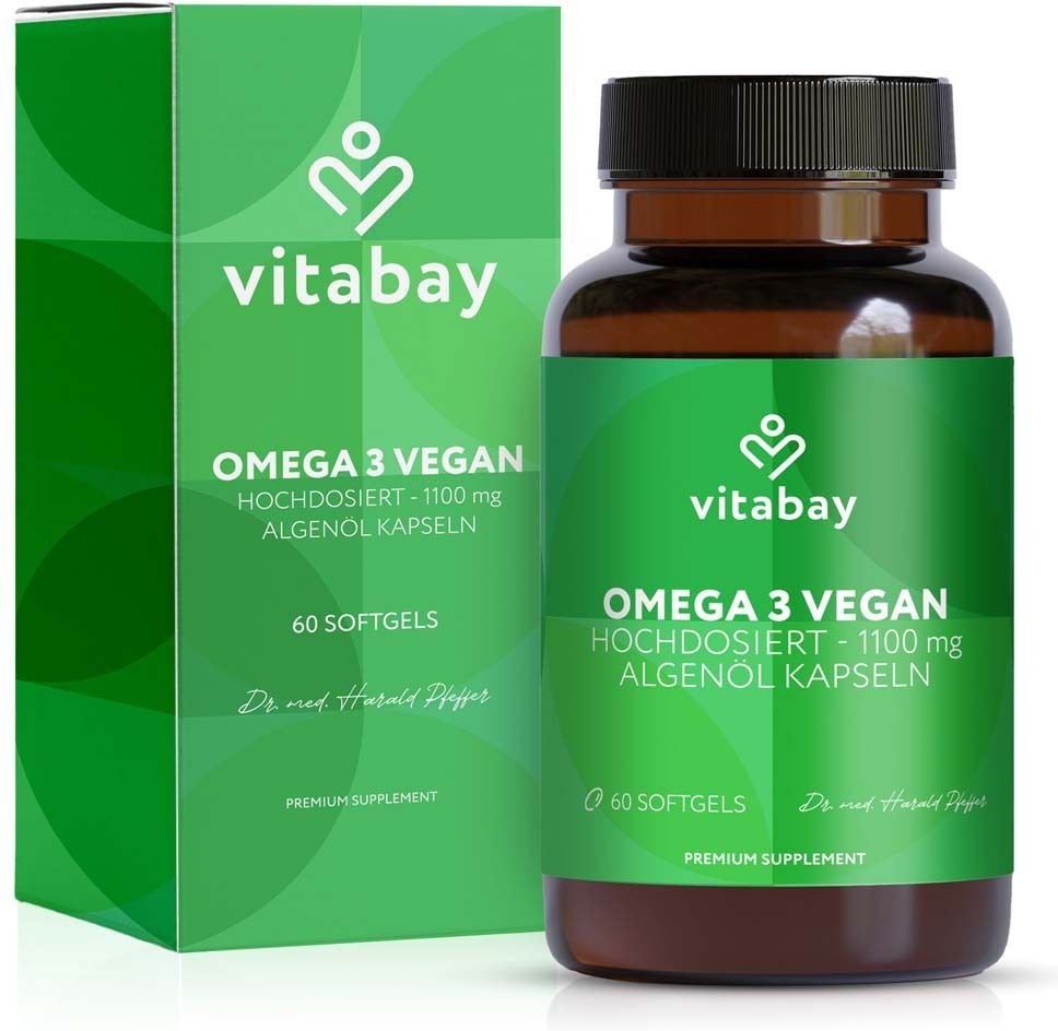 Omega-3 1100 mg vegan 600mg DHA+300mg EPA Weichk. 60 St Weichkapseln