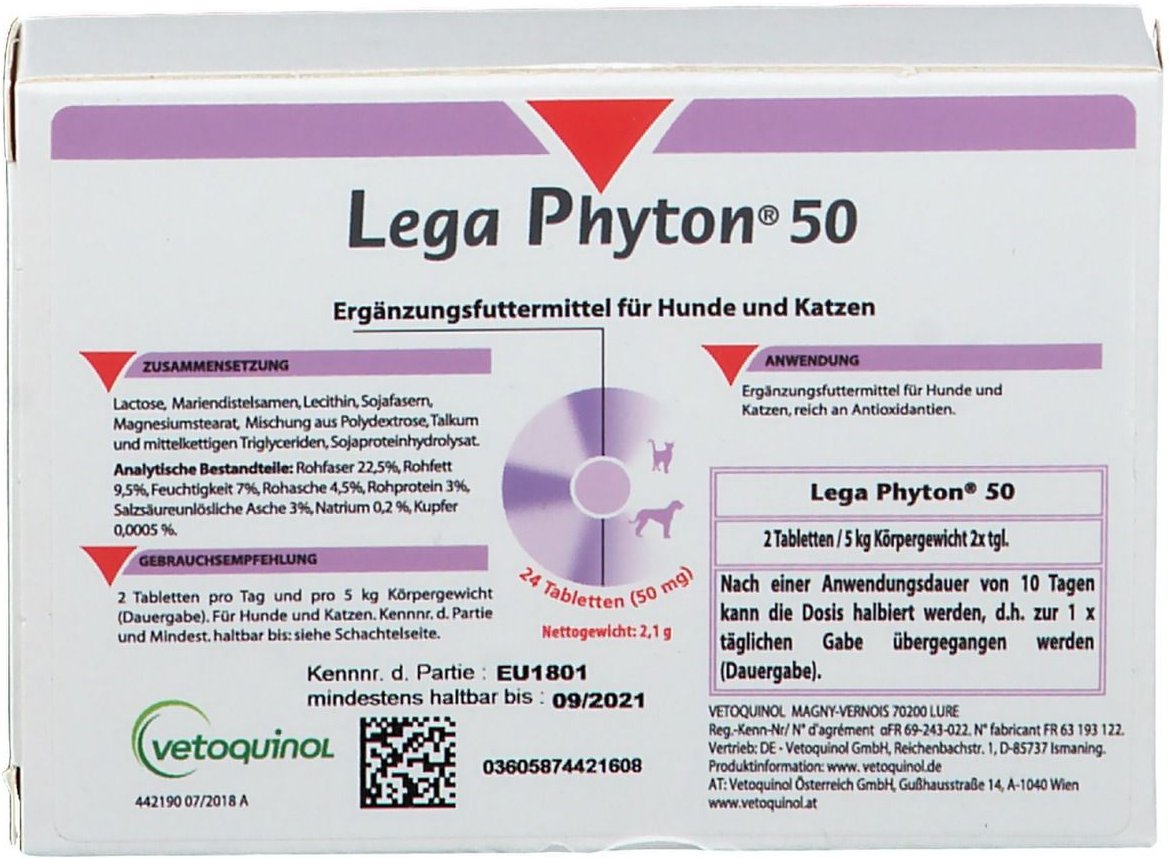 Lega Phyton 50 Erg.Futterm.Tabl.f.Hunde/Katzen 24 St Tabletten