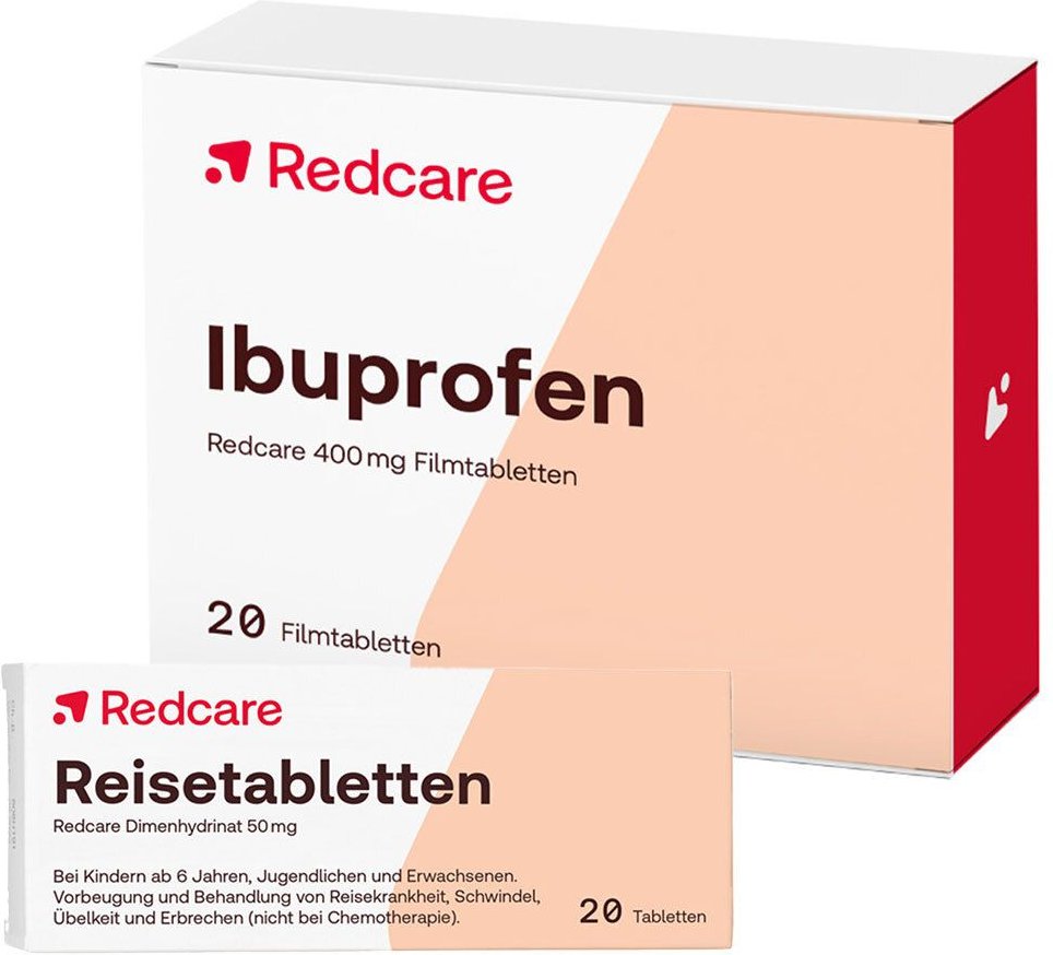 Redcare Reisetabletten Dimenhydrinat 50mg + Ibuprofen 400 mg 20+20 St Set
