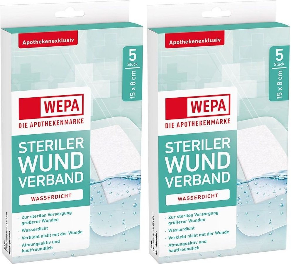 Wepa Wundverband wasserdicht 8x15 cm steril 2x 2x5 St Pflaster