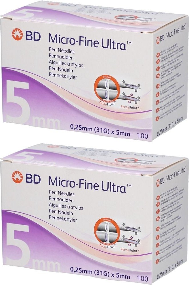 BD Micro-Fine Ultra Pen-Nadeln 0,25x5 mm 31 G 2x 2x100 St Kanüle