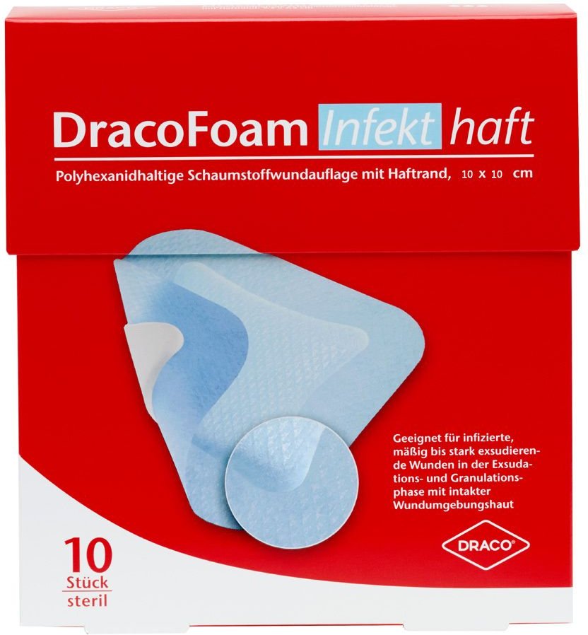 Thumbnail - Dracofoam Infekt haft Schaumst.Wundauf.12,5x12,5cm