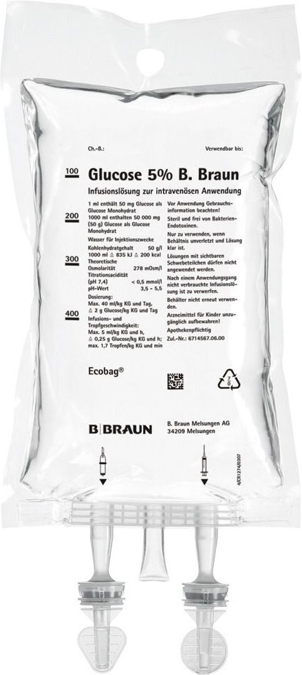 Glucose 5% B.Braun Ecobag 20x250 ml Infusionslösung