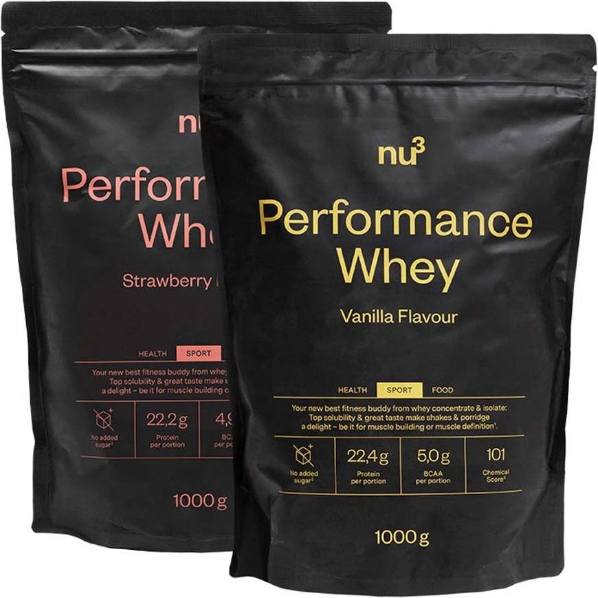 nu3 Performance Whey Probierpaket Vanille + Erdbeer 2x1000 g Pulver