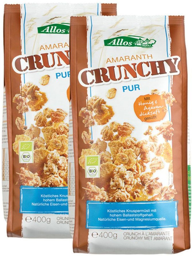 Allos Bio Amaranth Crunchy, Pur 2x400 g Müsli
