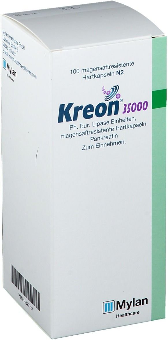 Kreon 35.000 Ph.Eur.Lipase Einheiten msr.Hartkaps. 100 St Magensaftresistente Hartkapseln