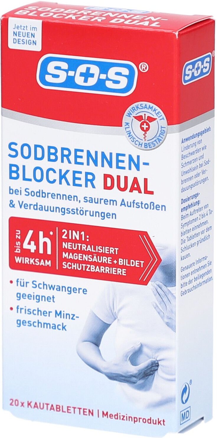 SOS SODBRENNEN-Blocker Dual Kautabletten 20 St