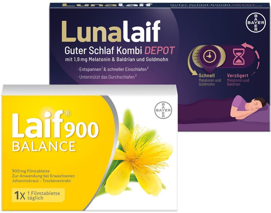 Laif 900 Balance Filmtabletten + Lunalaif Guter Schlaf Heißgetränk Beutel 1 St Set