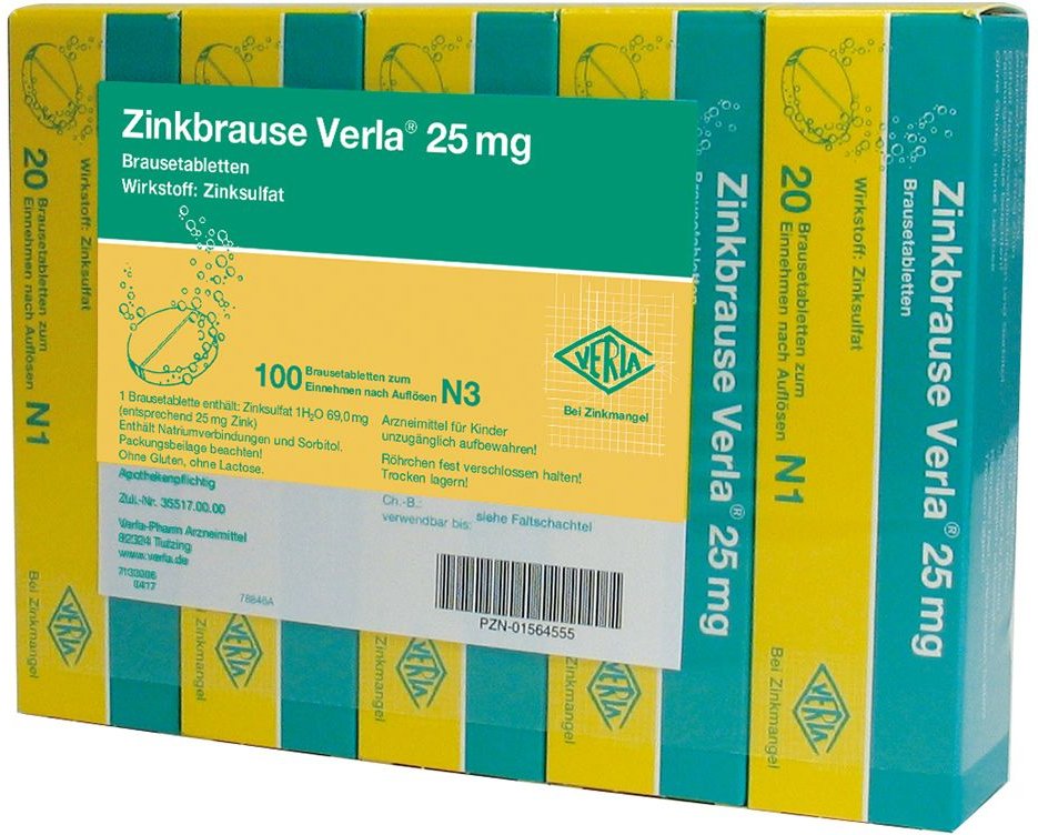 Zinkbrause Verla 25 mg Brausetabletten 100 St