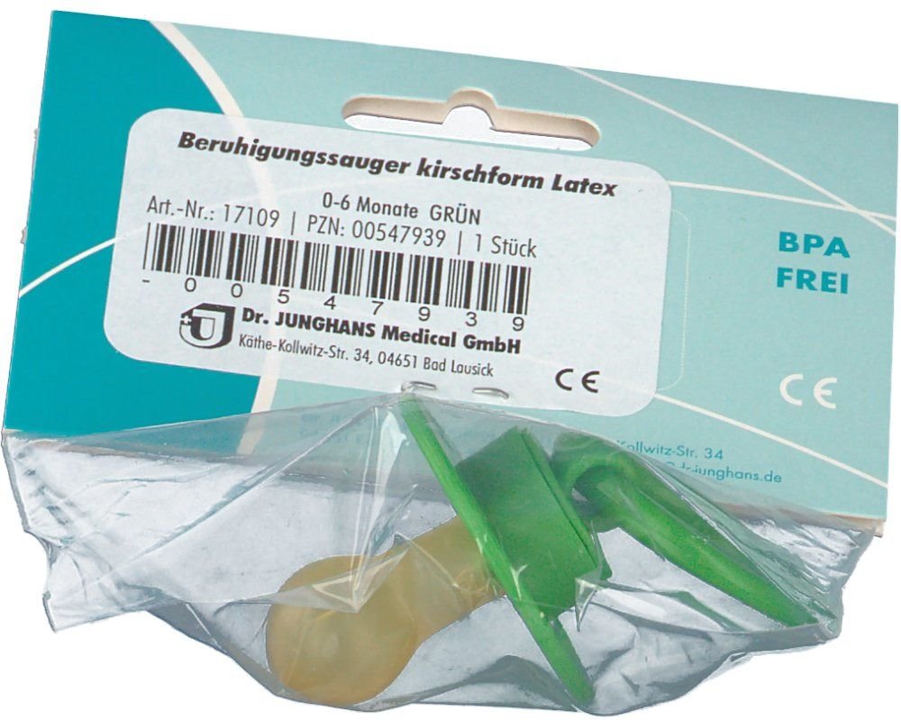 Beruhigungssauger kirschf.Lat.0-6 M.grün 1 St Schnuller