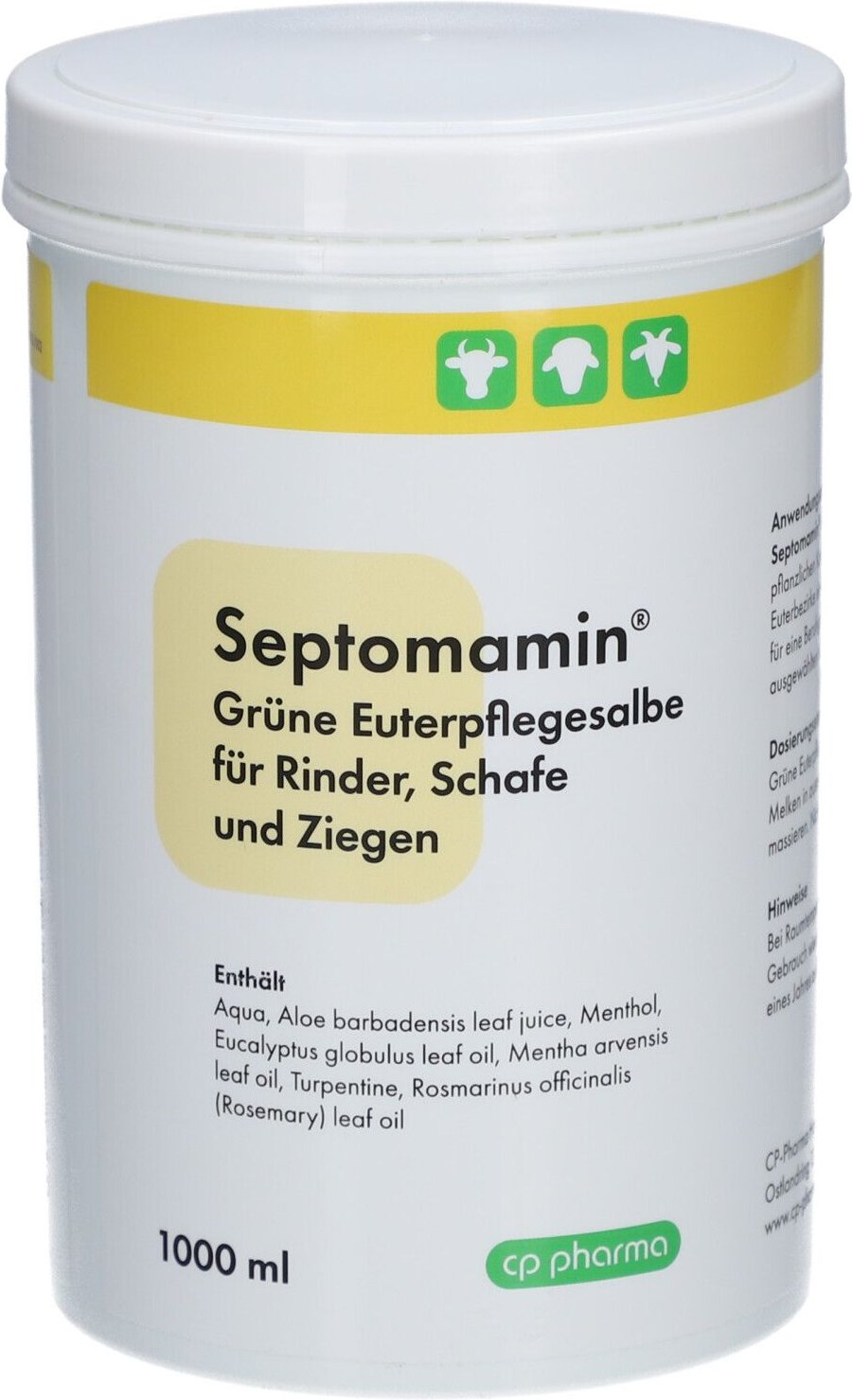 CP Septomamin Grüne Euterpflegesalbe ad us.vet. 1000 ml Salbe
