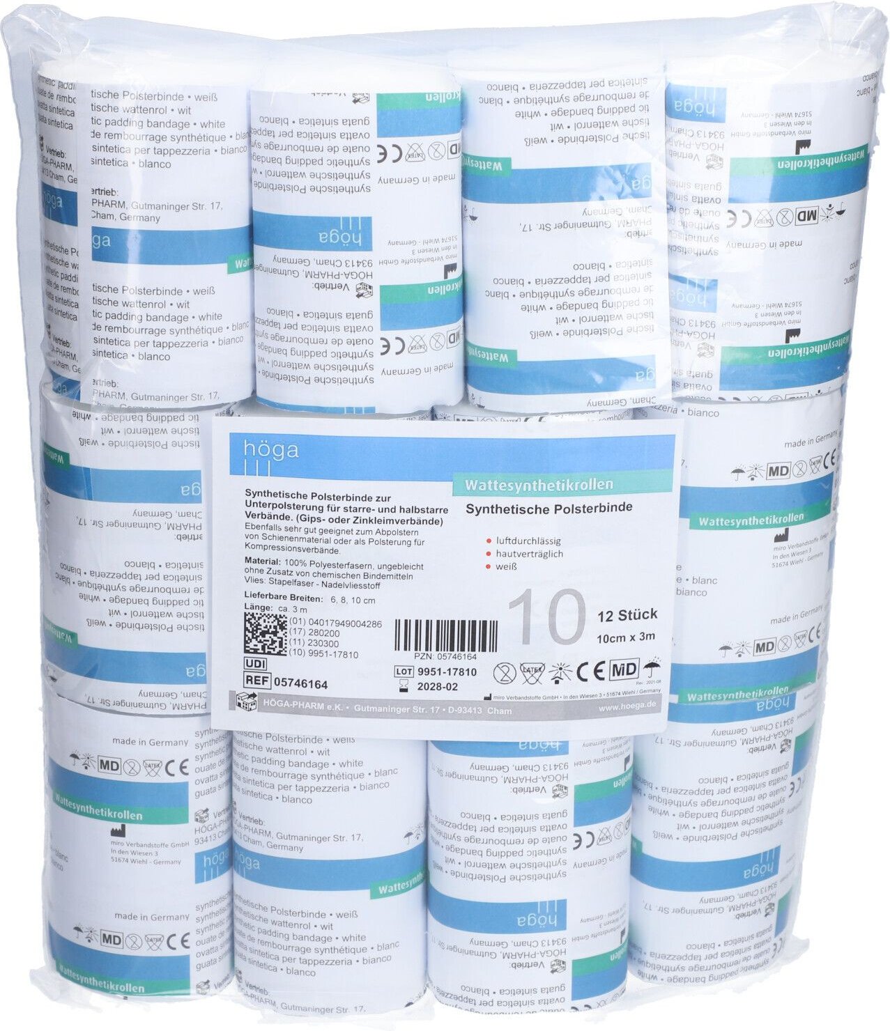 Wattesynthetikrollen 10 cmx3 m 12 St Binden